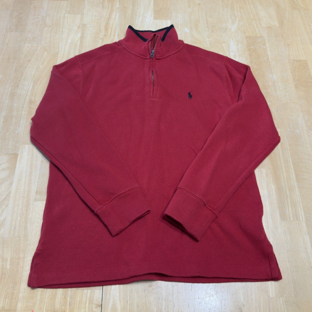 Polo Ralph Lauren Boys Sweater 1/4 Zip Red Long Sleeve Size Large (14-16)